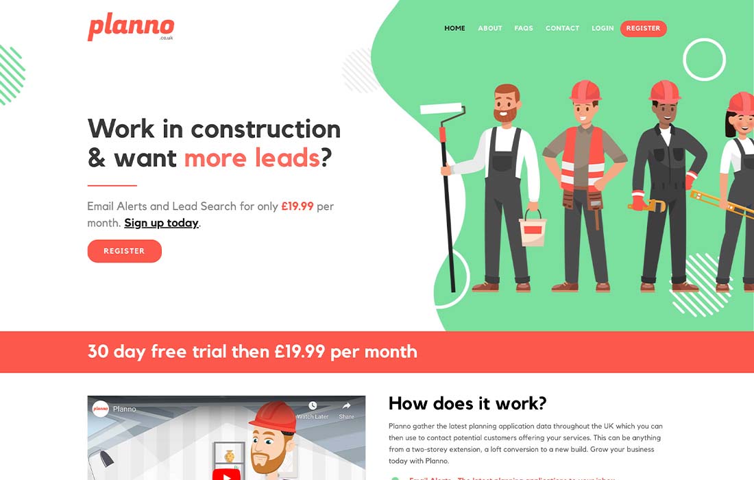 pay monthly construction web design